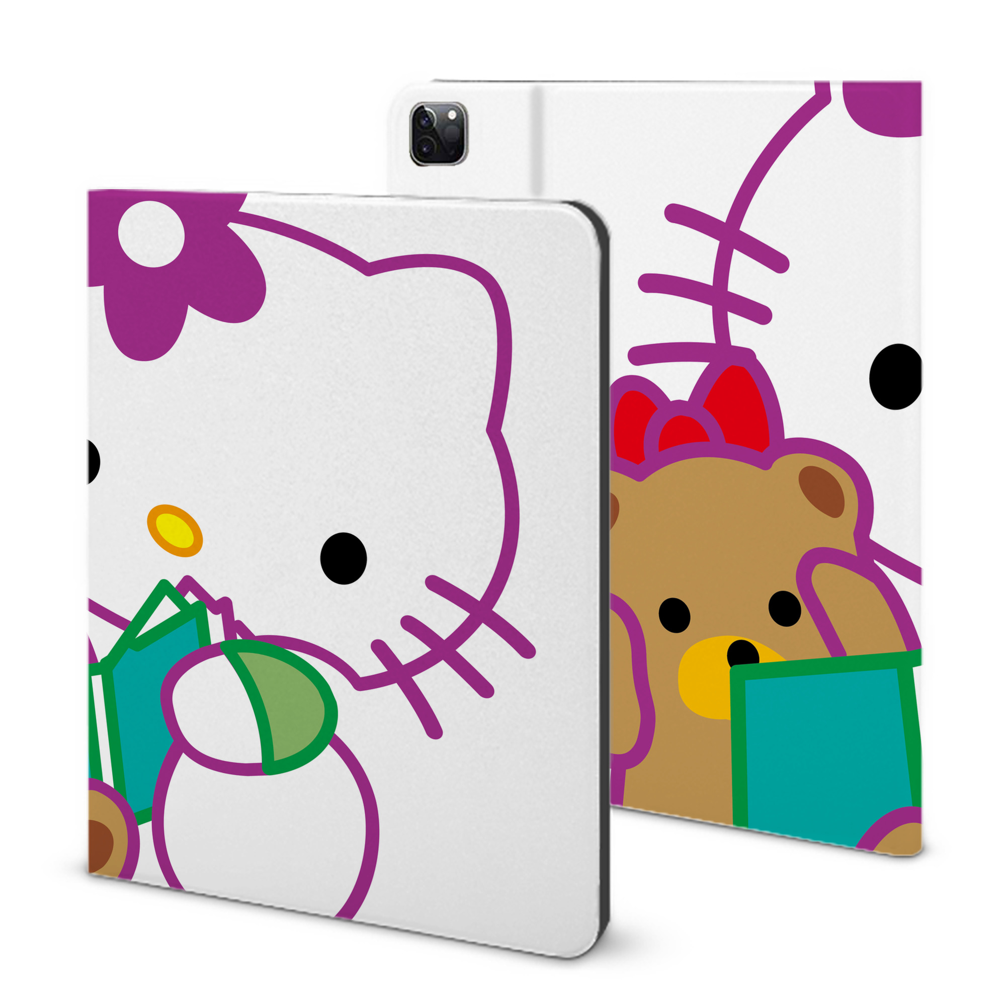 （画像用） Hello Kitty ハローキティ IPad ケース ブック型 PUレザー TPU 耐衝撃 軽量 薄型 ペン収納なし 全面保護 IPad 各モデル対応